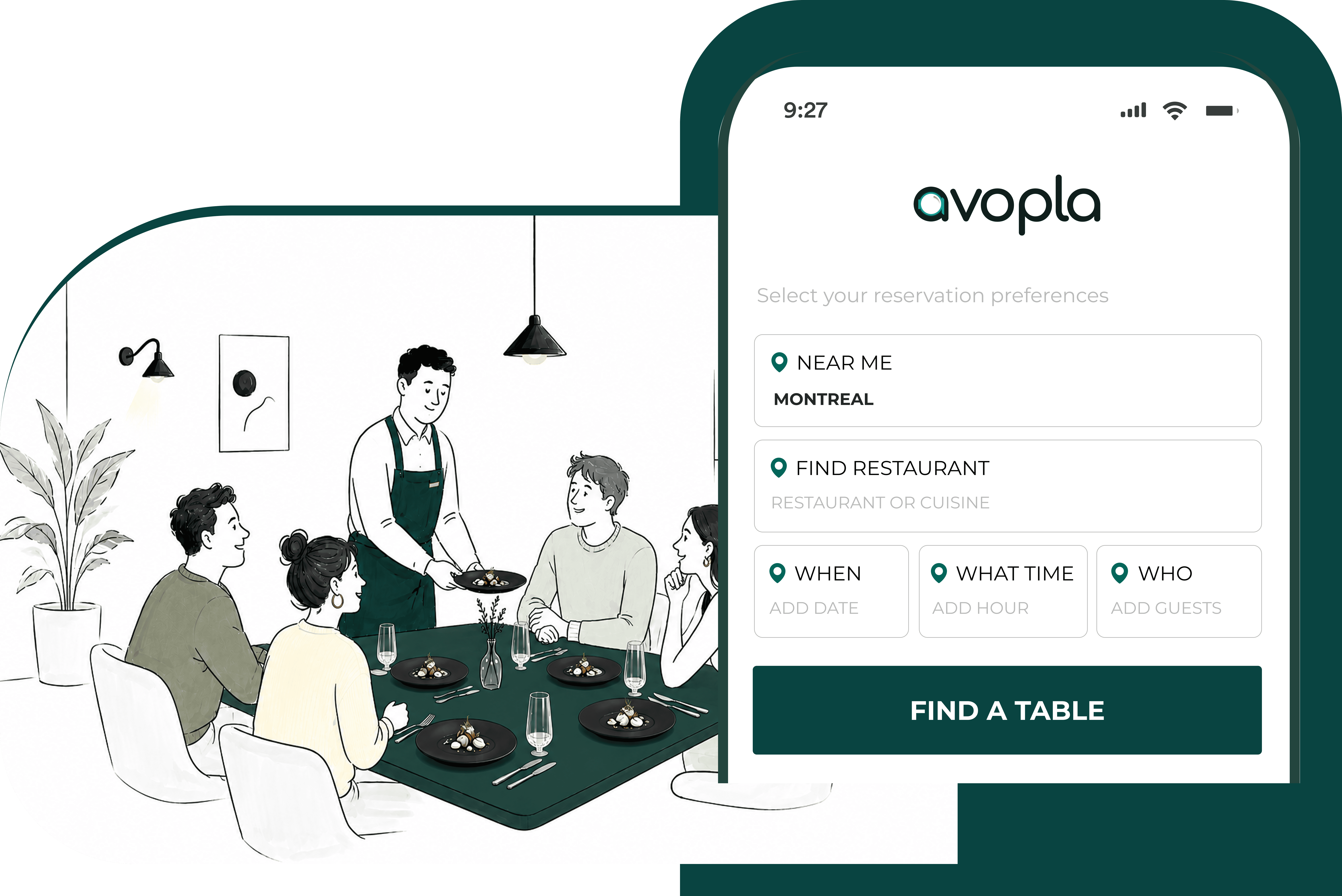 Avopla restaurant discovery and reservation experience